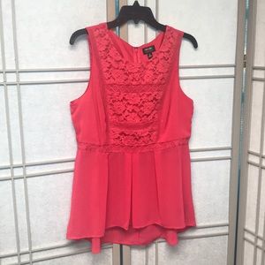 Pink blouse with lace to same color. Sz-XL.